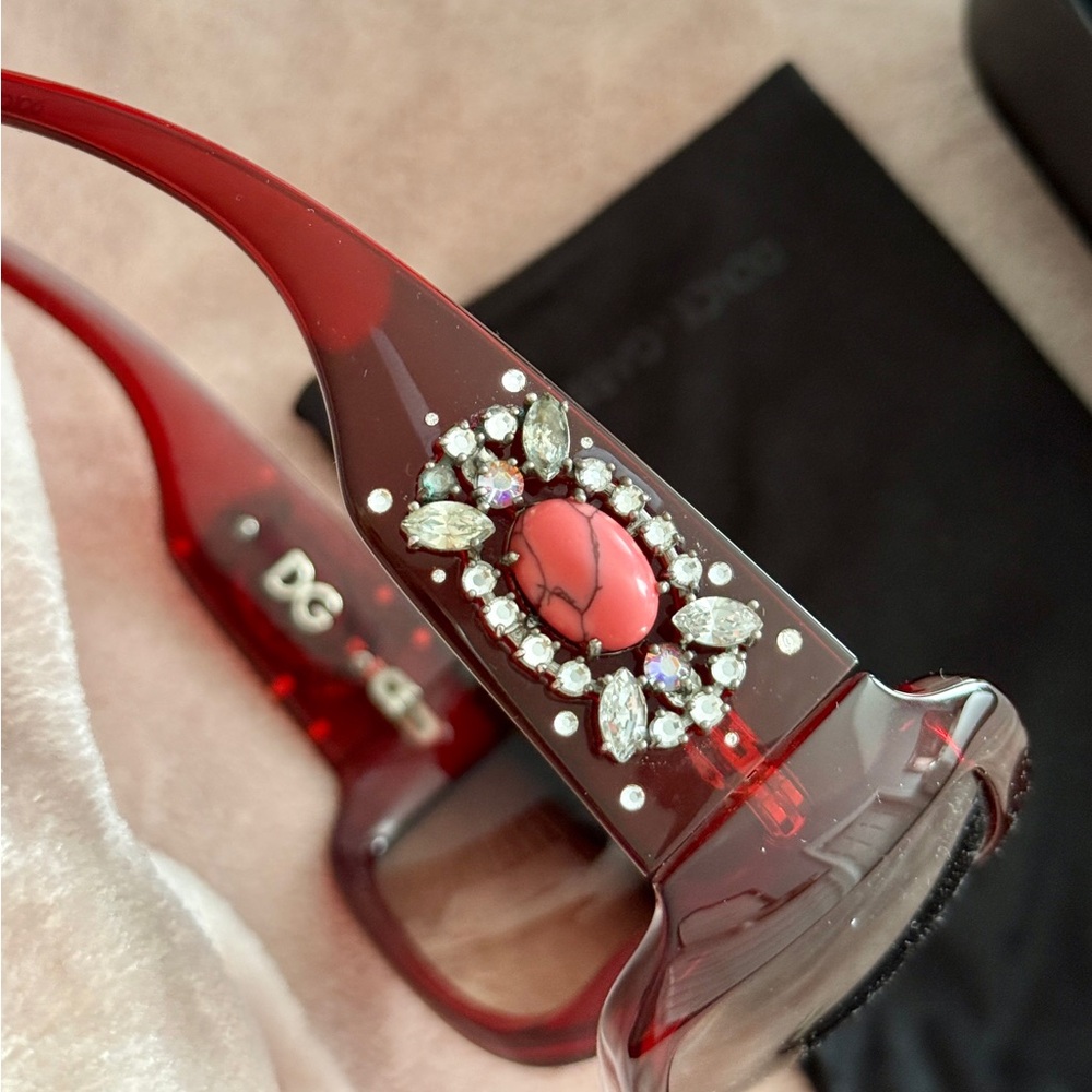 Dolce & Gabbana Ruby Red Embellished Sunglasses - Picture 2 of 10